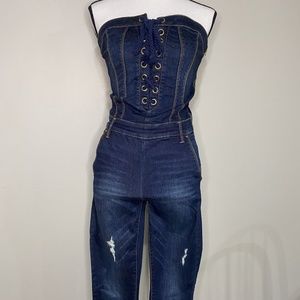 Bebe Denim Pantsuit 90s Style Size 27